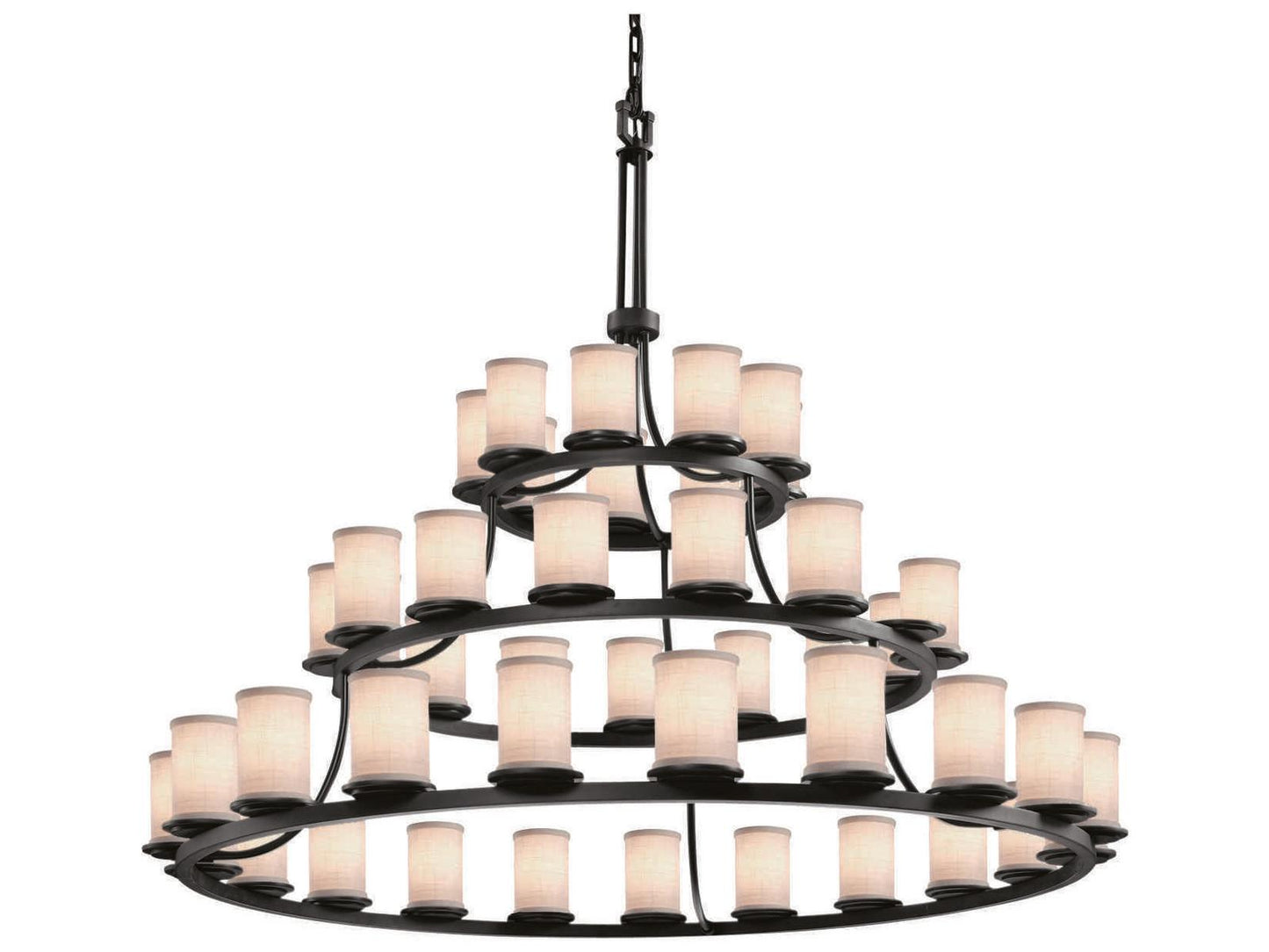 Justice Design Group Textile 45-Light Black Tiered Chandelier with Fabric Shades