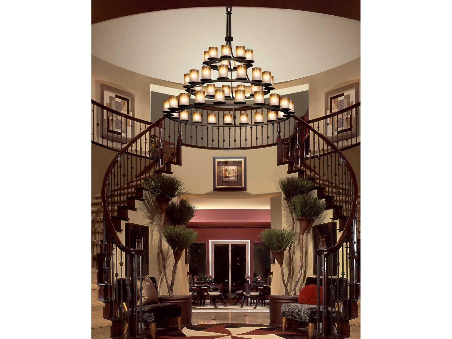 Justice Design Group 45-Light Fusion Black Glass Cylinder Tiered Chandelier in Matte Black