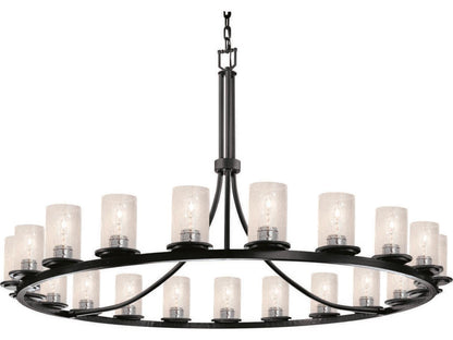 Justice Design Group Fusion 21-Light Black Glass Cylinder Chandelier