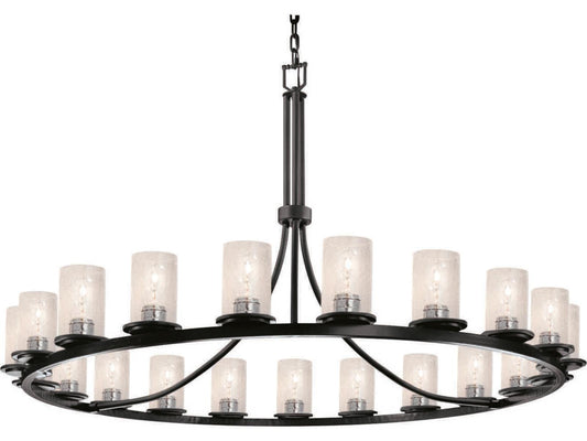 Justice Design Group Fusion 21-Light Black Glass Cylinder Chandelier