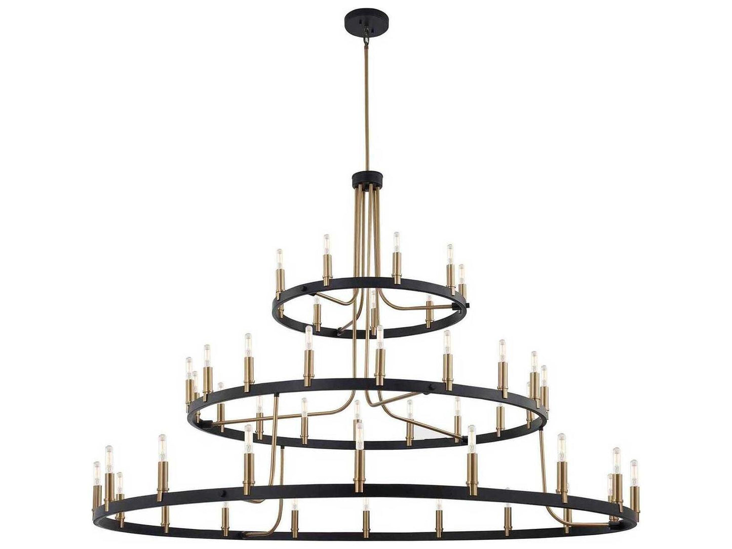 Justice Design Group Clayton 45-Light 3-Tier Chandelier in Matte Black and Brass