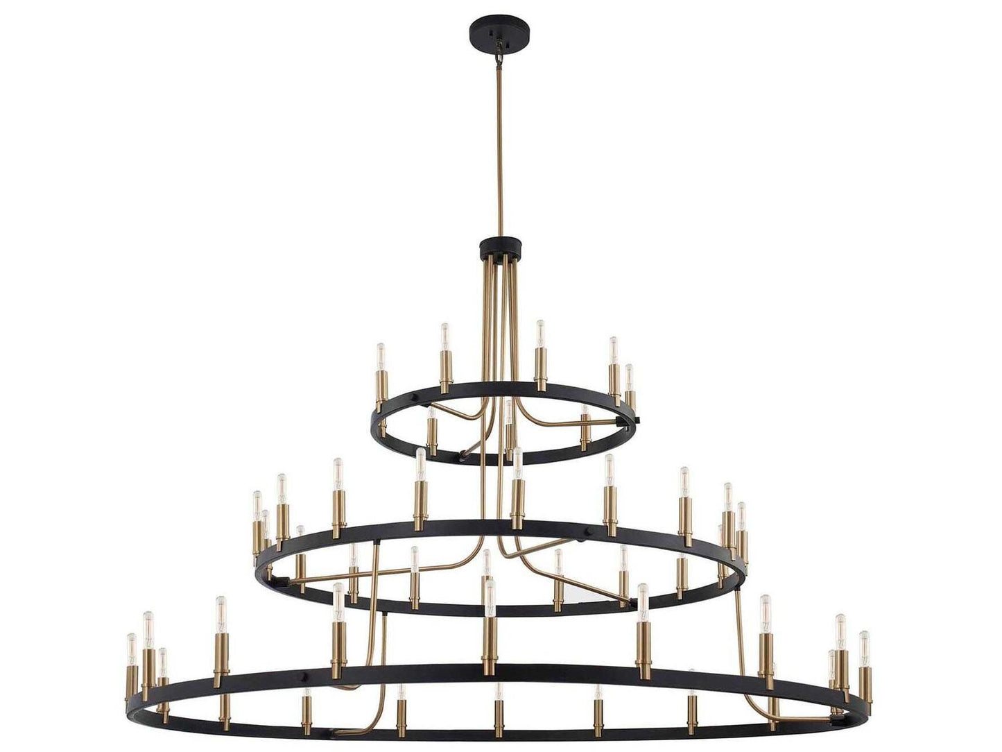 Justice Design Group Clayton 45-Light 3-Tier Chandelier in Matte Black and Brass