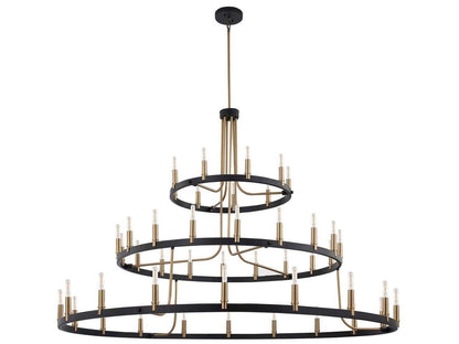 Justice Design Group Clayton 45-Light 3-Tier Chandelier in Matte Black and Brass