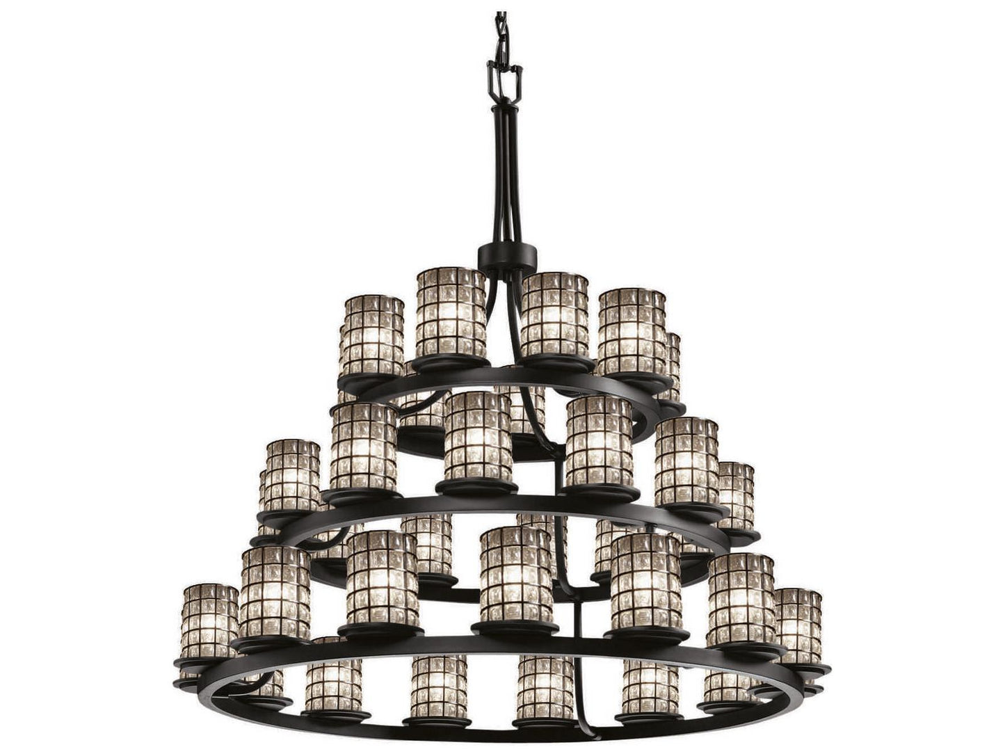 Justice Design Group 36-Light Wire Glass Cylinder Tiered Chandelier