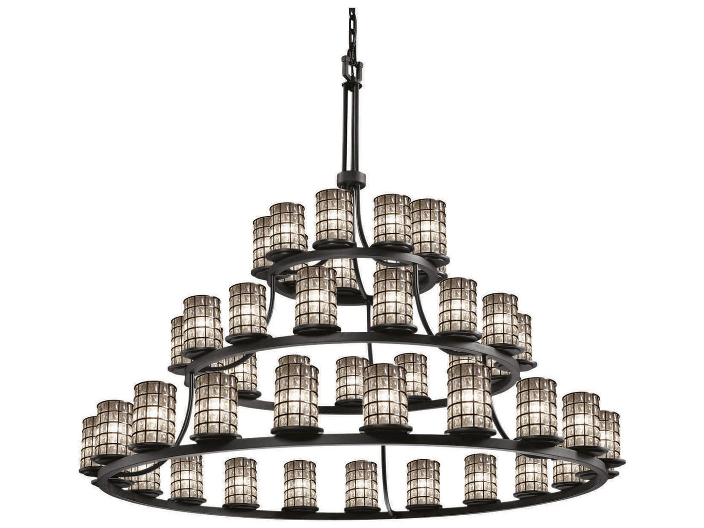 Justice Design Group Wire Glass 45-Light Cylinder Tiered Chandelier