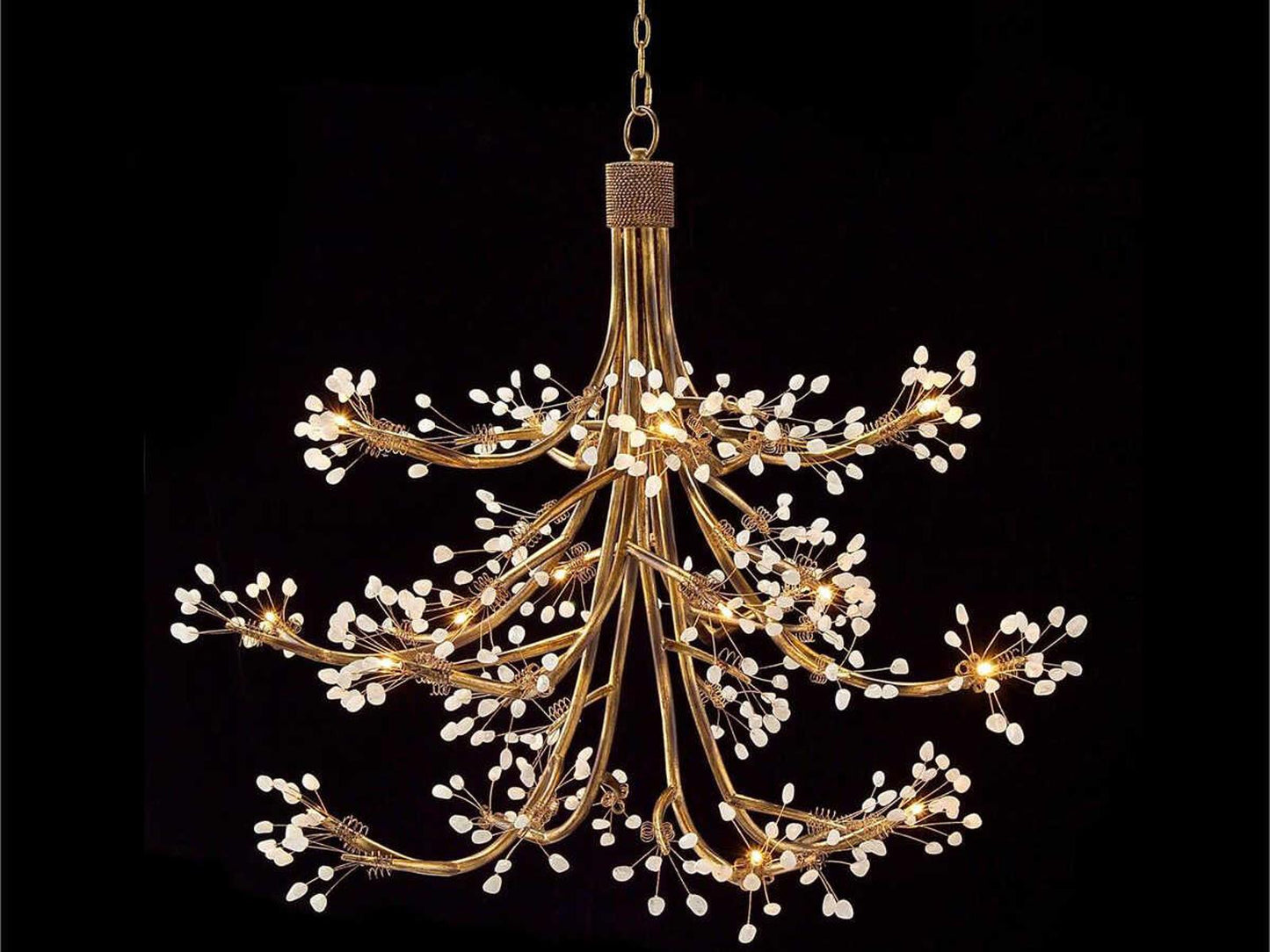 John Richard 16-Light Leah Chandelier with Antique Gold Finish and Crystal Buds