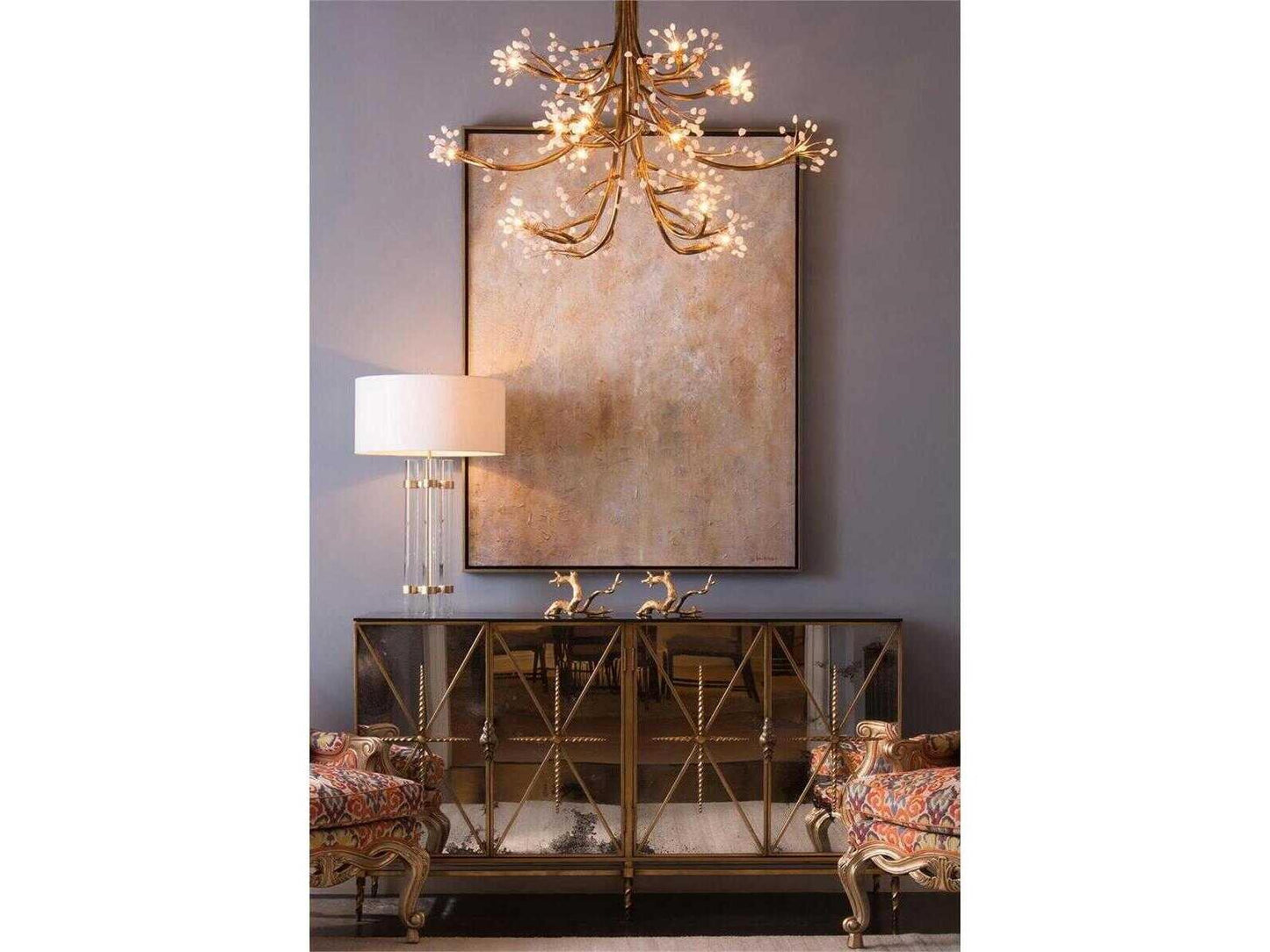 John Richard 16-Light Leah Chandelier with Antique Gold Finish and Crystal Buds
