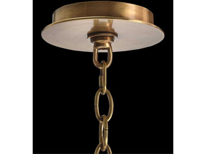 John Richard 6-Light Acrylic Framed Arm Chandelier in Antique Brass
