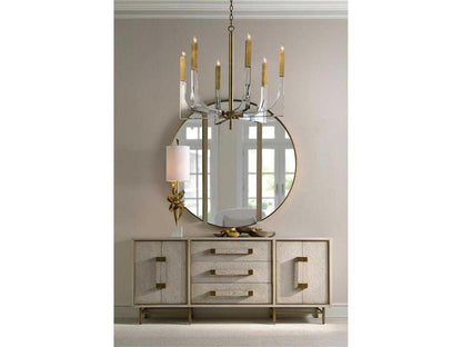 John Richard 6-Light Acrylic Framed Arm Chandelier in Antique Brass