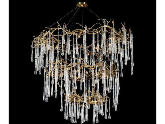 John Richard Branched Crystal 20-Light Chandelier with Handblown Glass Teardrops