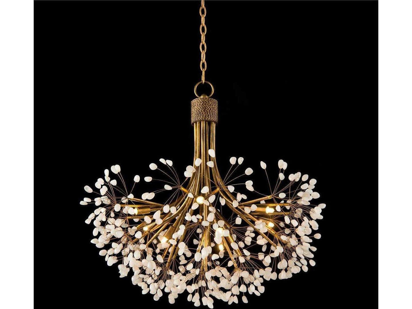 John Richard 9-Light Quartz Chandelier in Gold Leaf