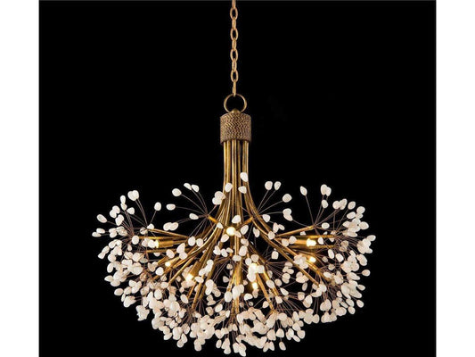 John Richard 9-Light Quartz Chandelier in Gold Leaf - Dazzlingmen