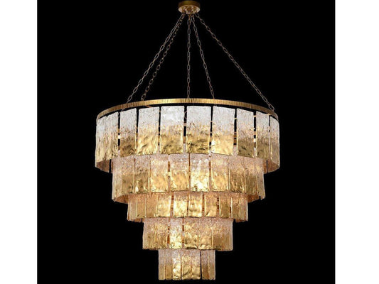 John Richard Twilight 24-Light Slumped Glass Chandelier in Gold Leaf