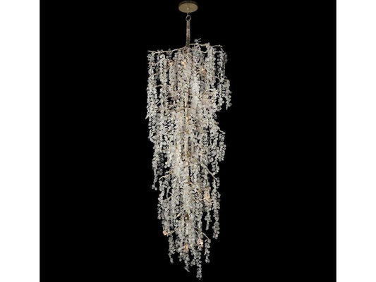 John Richard 15-Light Shiro-Noda Chandelier with Crystal Clusters in Champagne