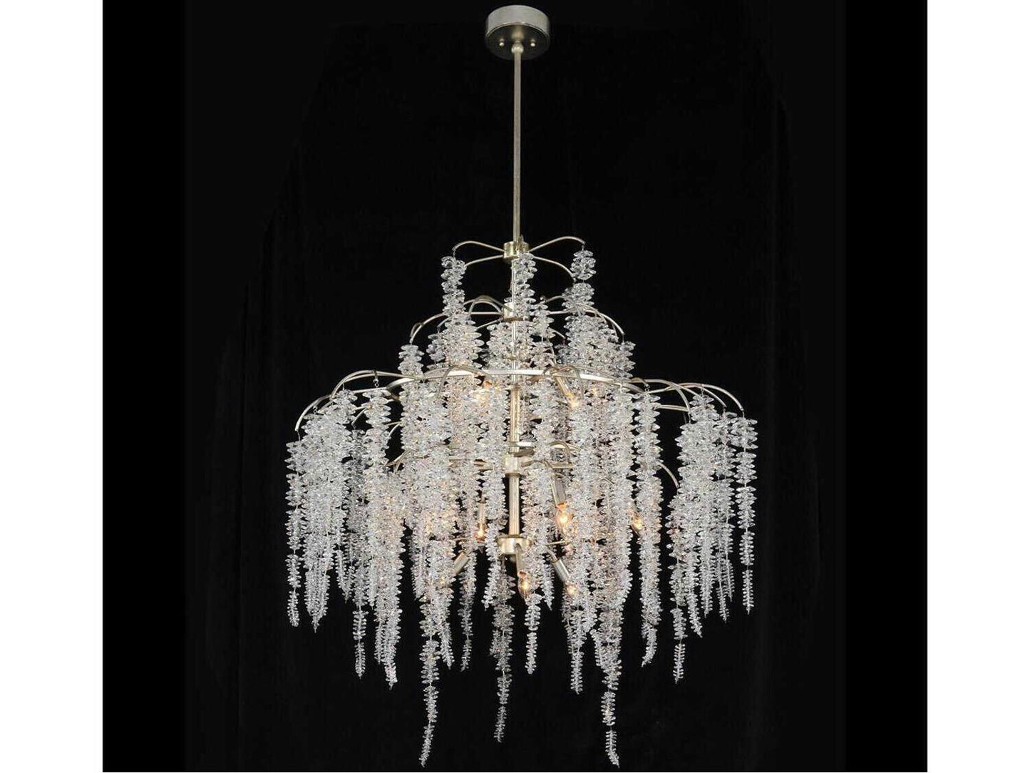 John Richard 12-Light Cascading Crystal Chandelier in Antique Silver