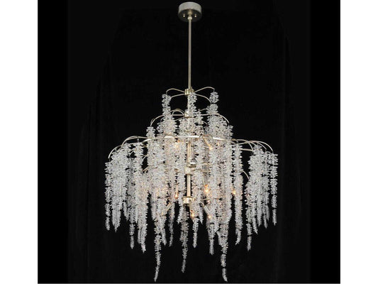 John Richard 12-Light Cascading Crystal Chandelier in Antique Silver