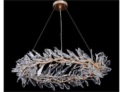 John Richard Kotta 12-Light Antique Silver Leaf Crystal Chandelier