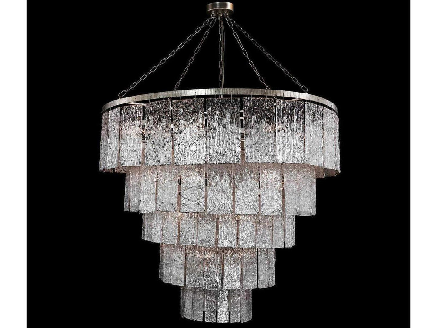 John Richard Twilight 24-Light Silver Leaf Tiered Chandelier with Slumped Glass Panels