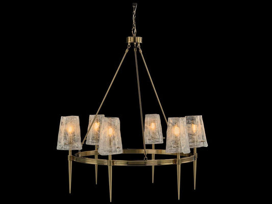 John Richard Torch 6-Light Coffee Bronze Chandelier with Glass Accents