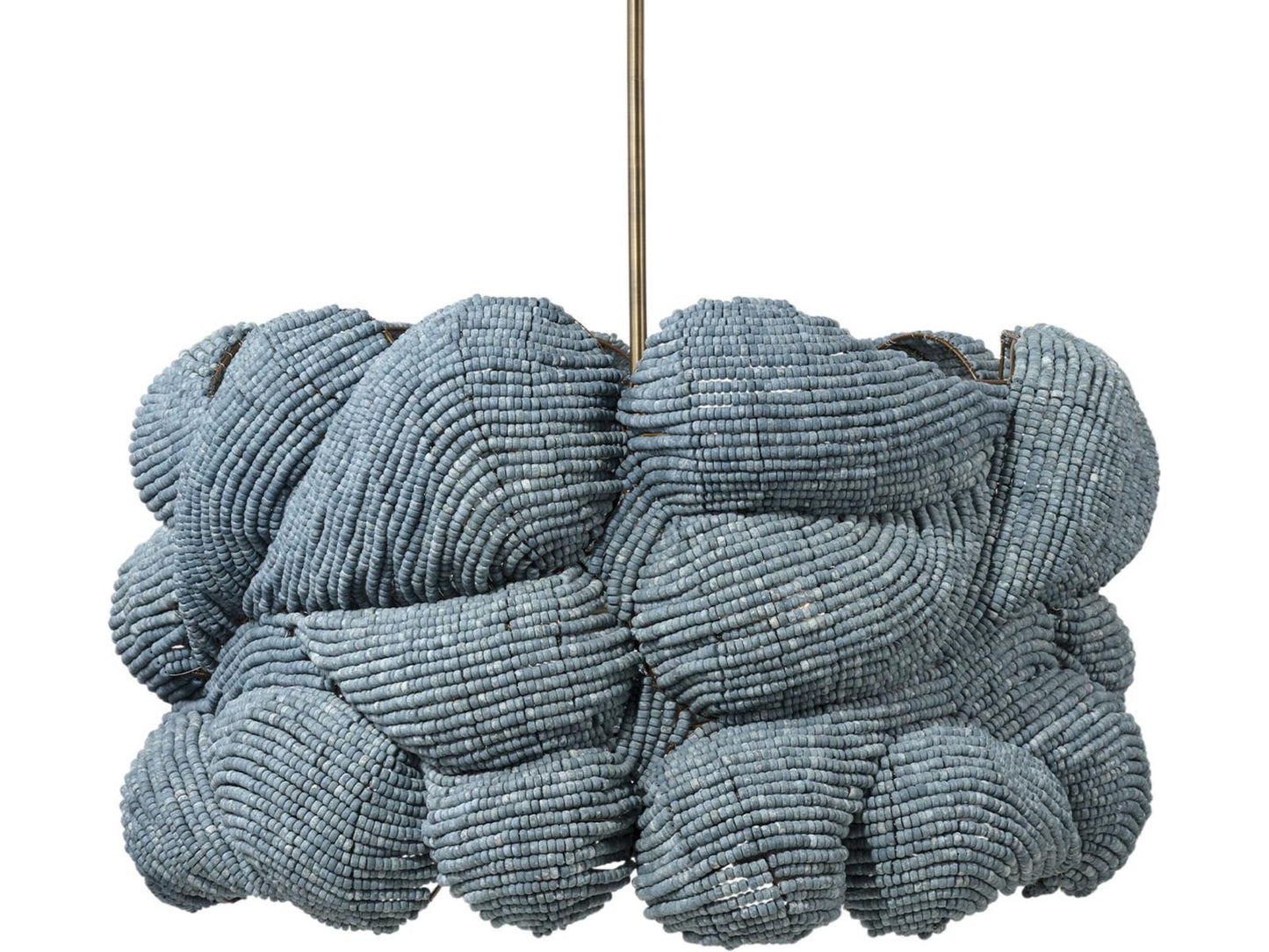 Jamie Young 6-Light Anguilla Blue Wood Bead Drum Chandelier