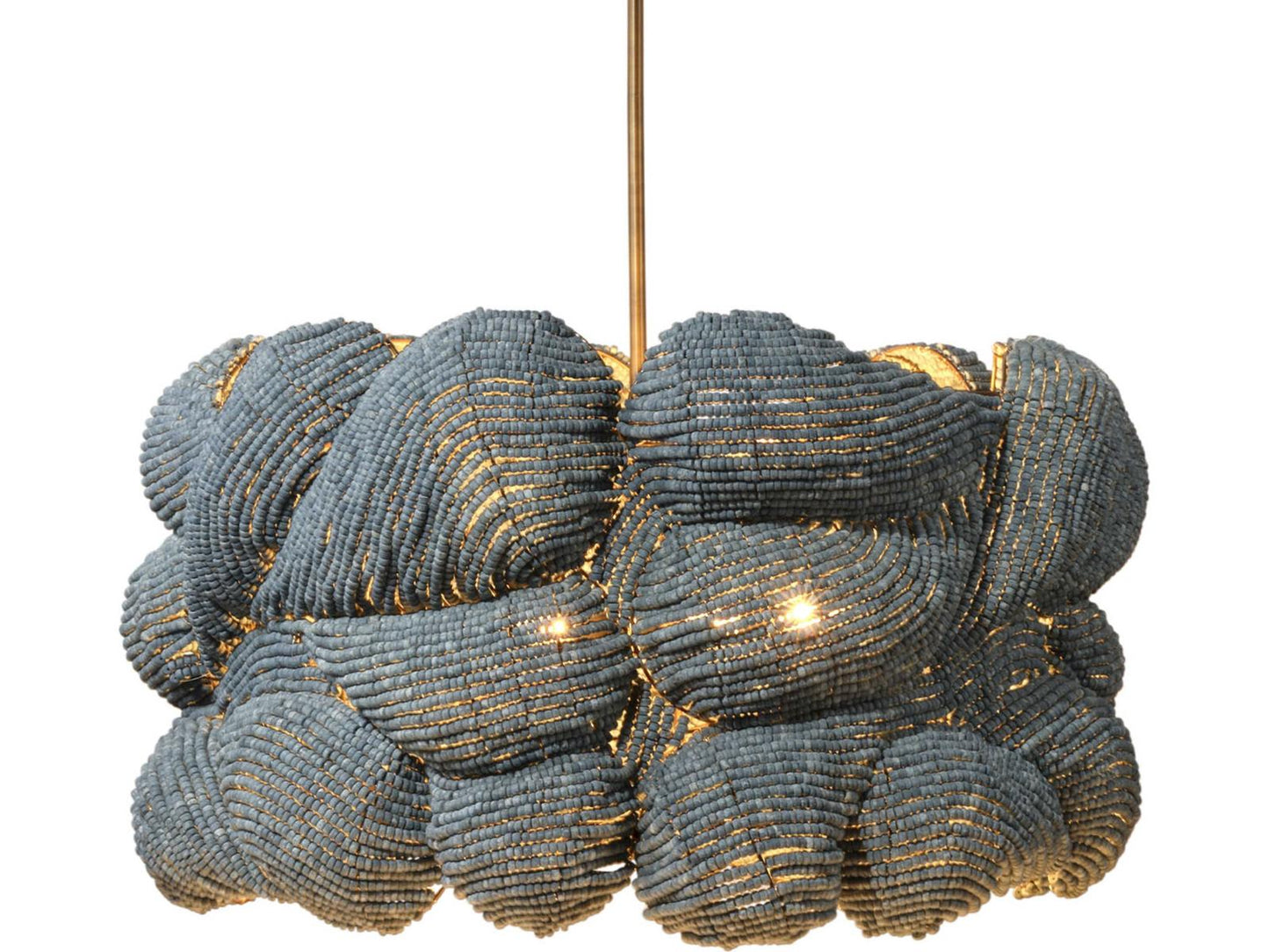 Jamie Young 6-Light Anguilla Blue Wood Bead Drum Chandelier