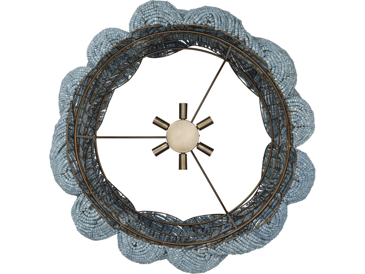 Jamie Young 6-Light Anguilla Blue Wood Bead Drum Chandelier