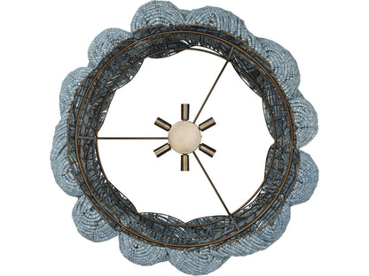 Jamie Young 6-Light Anguilla Blue Wood Bead Drum Chandelier