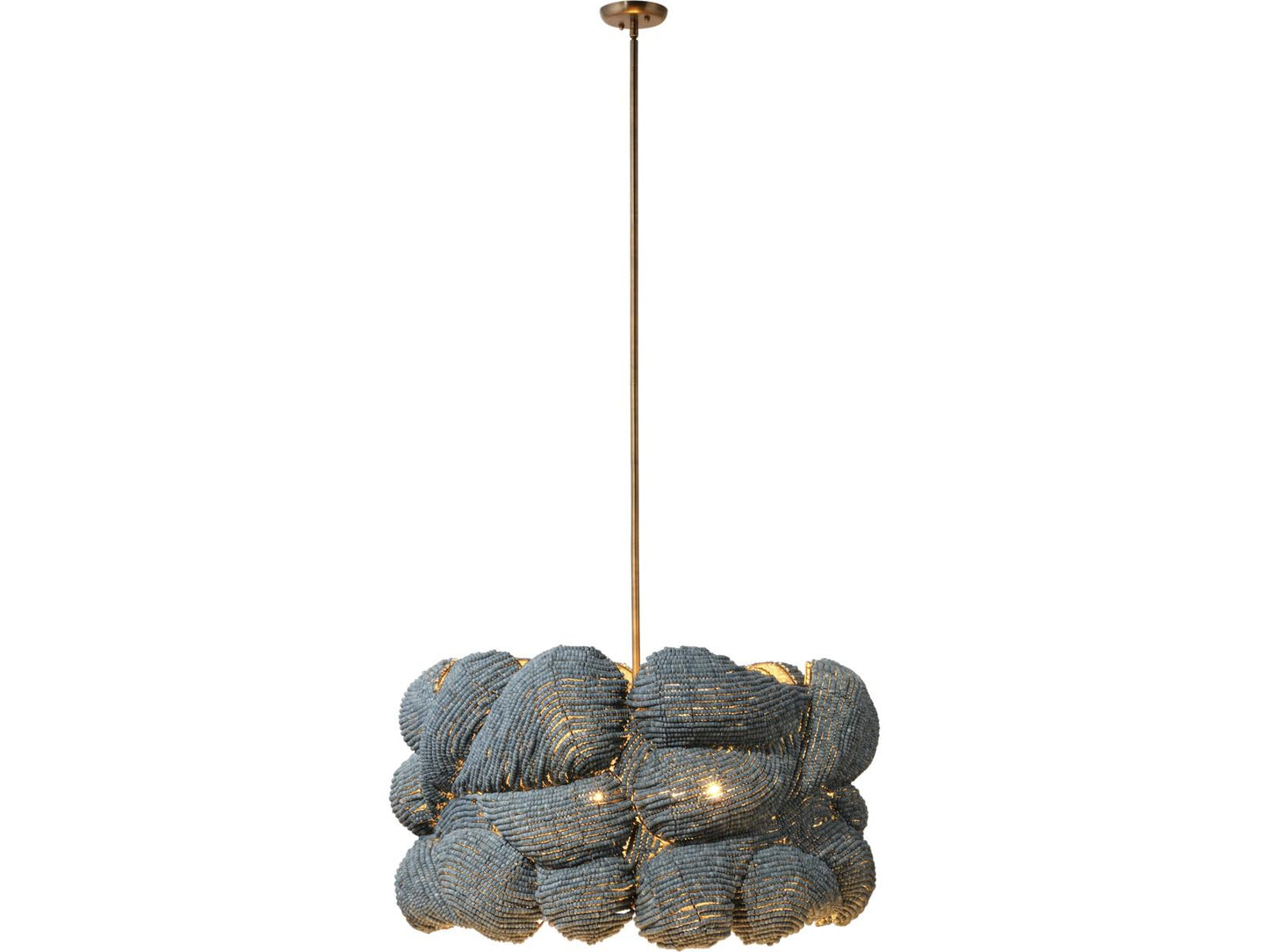 Jamie Young 6-Light Anguilla Blue Wood Bead Drum Chandelier