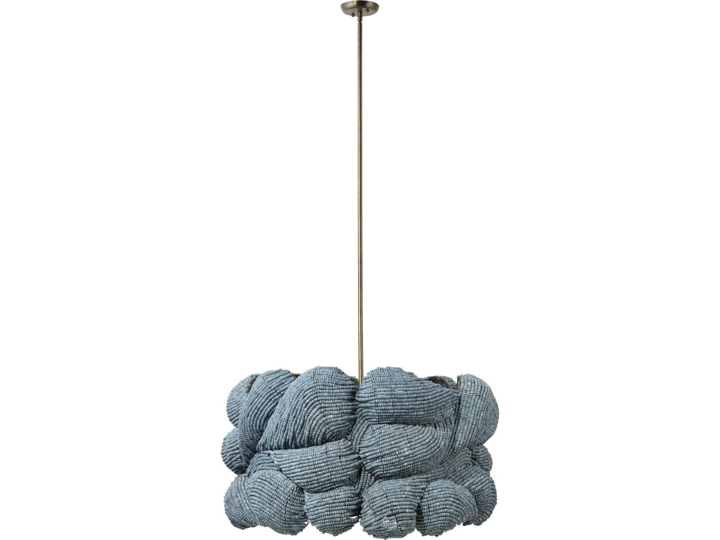 Jamie Young 6-Light Anguilla Blue Wood Bead Drum Chandelier