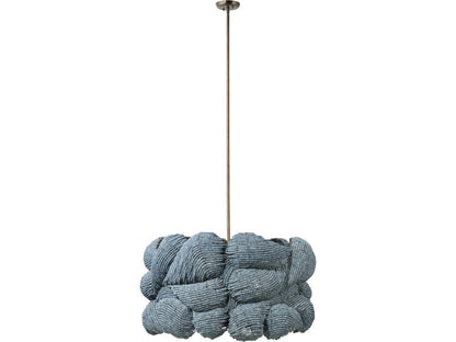 Jamie Young 6-Light Anguilla Blue Wood Bead Drum Chandelier