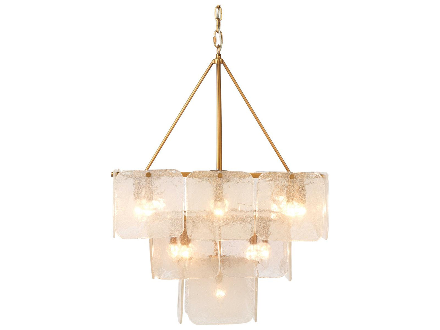 Jamie Young Perignon 24-Light Chandelier with Melted Ice Glass in Antique Brass