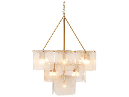 Jamie Young Perignon 24-Light Chandelier with Melted Ice Glass in Antique Brass