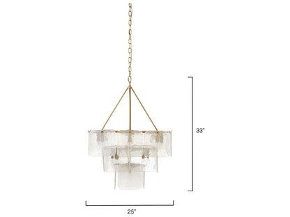 Jamie Young Perignon 24-Light Chandelier with Melted Ice Glass in Antique Brass