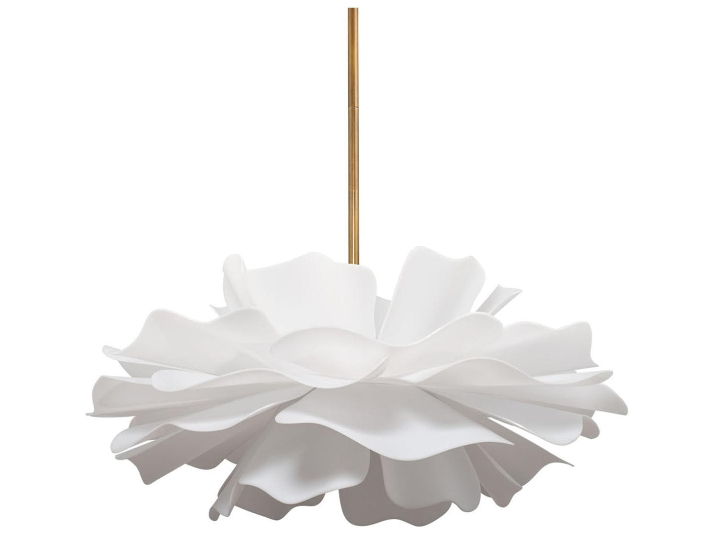 Jamie Young Zinnia 4-Light Chandelier in Frosted White Acrylic and Antiqued Brass