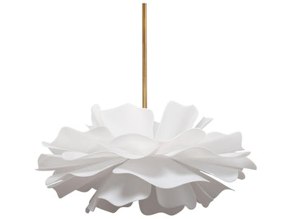 Jamie Young Zinnia 4-Light Chandelier in Frosted White Acrylic and Antiqued Brass