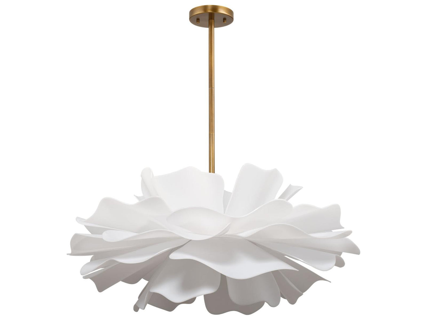 Jamie Young Zinnia 4-Light Chandelier in Frosted White Acrylic and Antiqued Brass