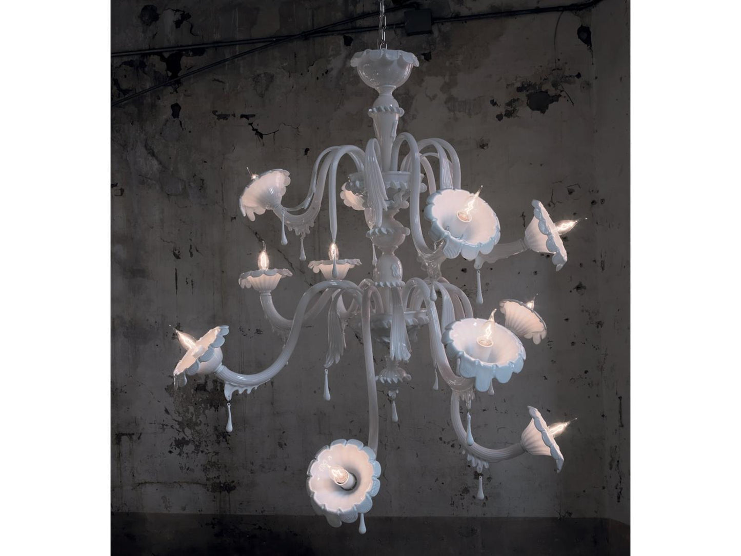 Karman Au-revoir 11-Light White Opalinen LED Chandelier by Matteo Ugolini