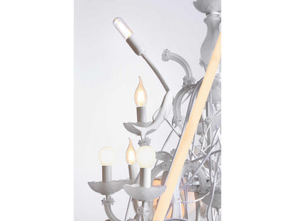 Karman Beautiful Mess 21-Light Matte White Chandelier with Murano Glass and Crystal