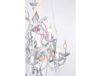 Karman Beautiful Mess 21-Light Matte White Chandelier with Murano Glass and Crystal