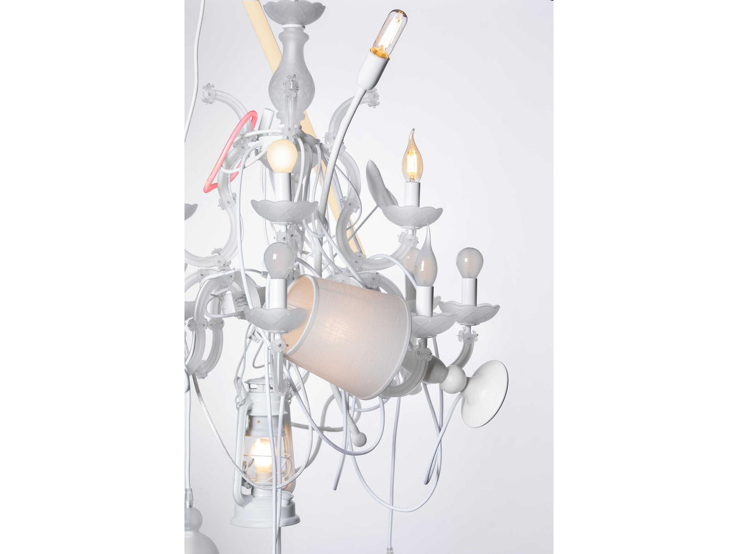 Karman Beautiful Mess 21-Light Matte White Chandelier with Murano Glass and Crystal