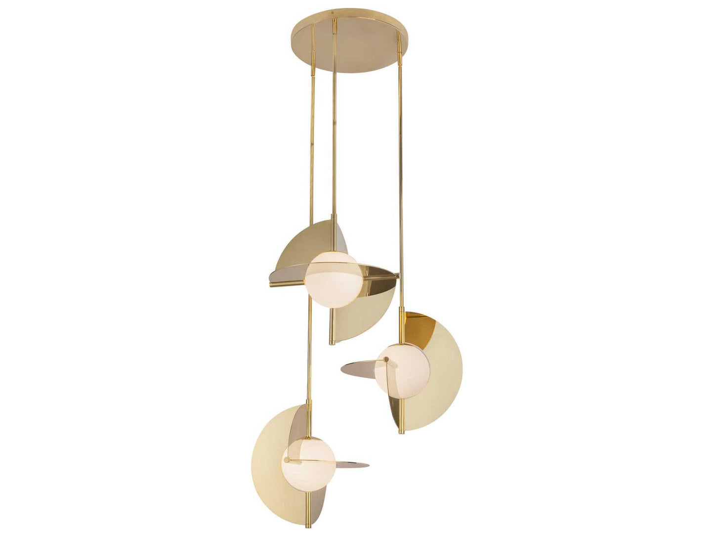 Kuzco Lighting Scorpio LED Chandelier in Metallic Brass and Opal Glass