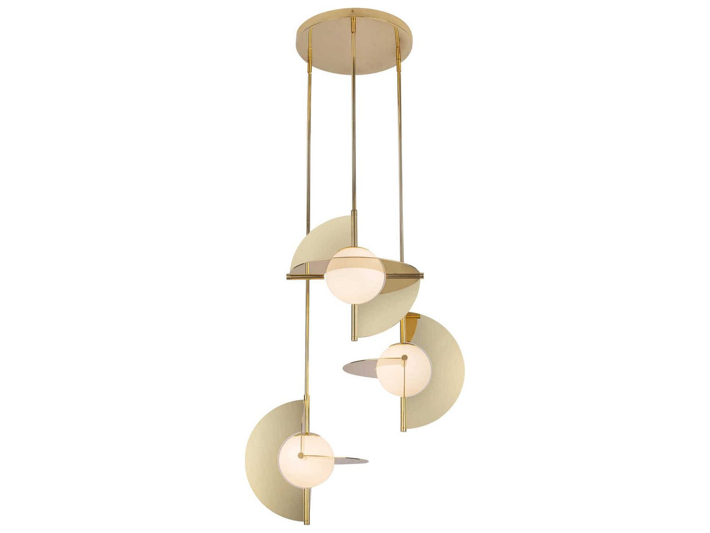 Kuzco Lighting Scorpio LED Chandelier in Metallic Brass and Opal Glass