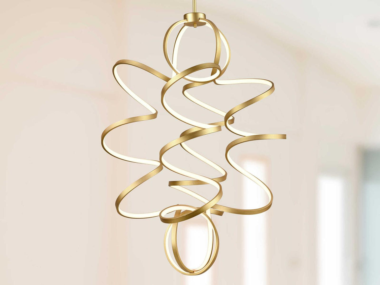 Kuzco Lighting Synergy LED Chandelier in Antique Brass with White Silicone Diffuser