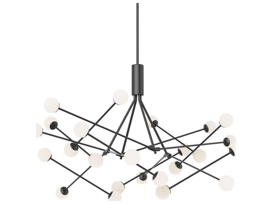 Kuzco Lighting Moto 56-Inch LED Chandelier in Black with Opal Glass
