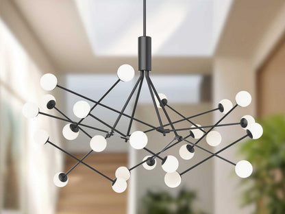Kuzco Lighting Moto 56-Inch LED Chandelier in Black with Opal Glass
