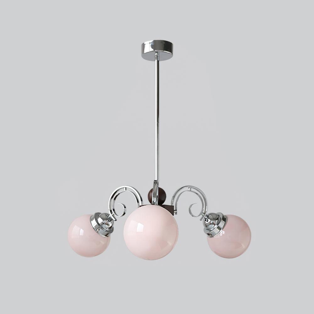 Kotter Cream Chandelier 3 heads ∅ 22.4″ x H 9.4″ / Dia 57cm x H 24cm / Chrome & Pink Chandelier