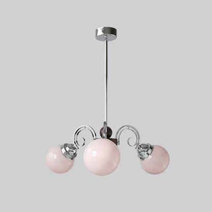 Kotter Cream Chandelier 3 heads ∅ 22.4″ x H 9.4″ / Dia 57cm x H 24cm / Chrome & Pink Chandelier
