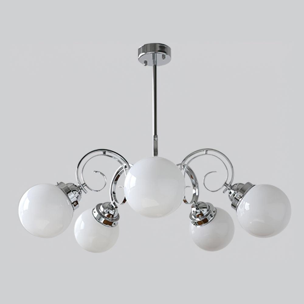 Kotter Cream Chandelier 5 heads ∅ 28.7″ x H 10.2″ / Dia 73cm x H 26cm / Chrome & White Chandelier
