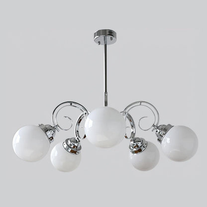 Kotter Cream Chandelier 5 heads ∅ 28.7″ x H 10.2″ / Dia 73cm x H 26cm / Chrome & White Chandelier