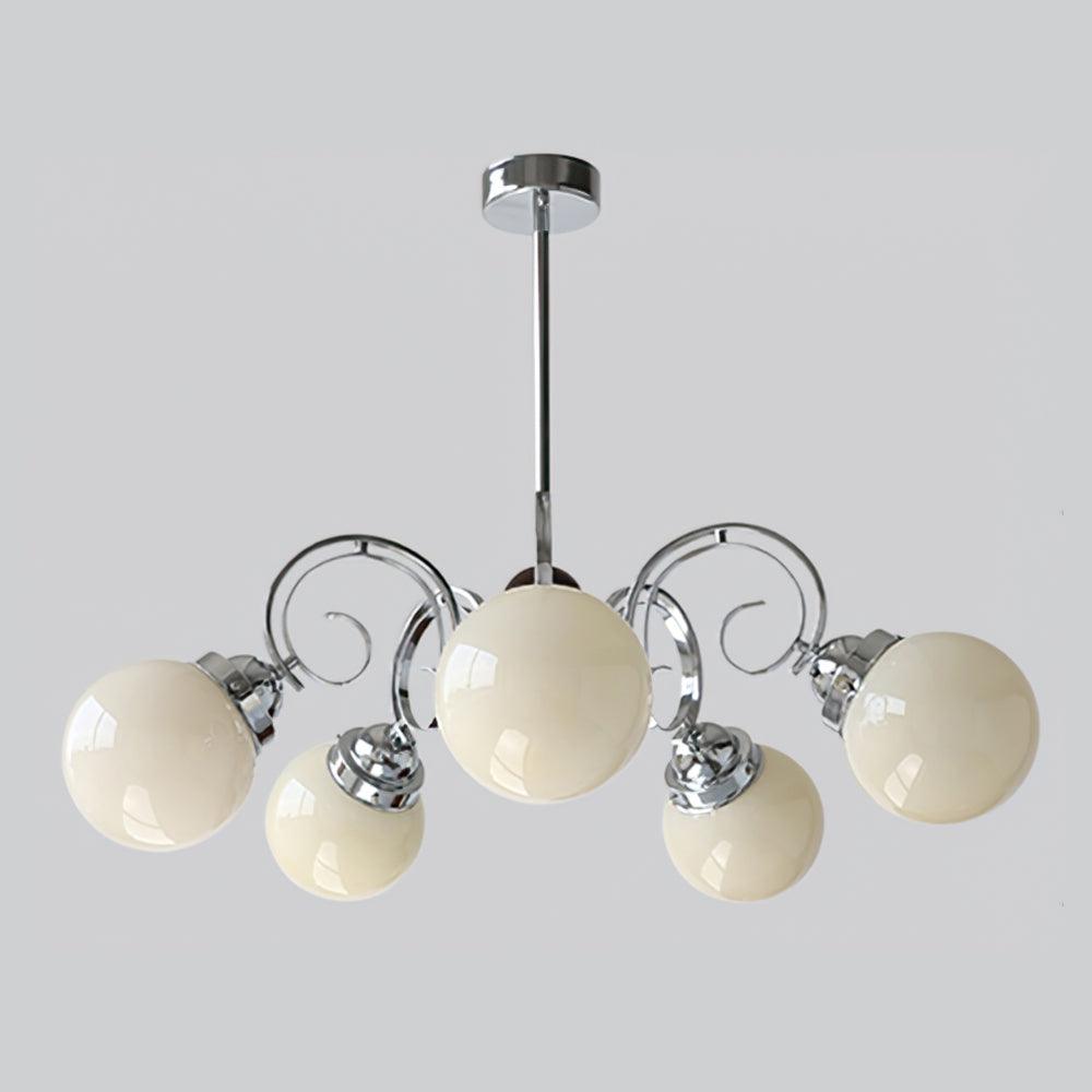 Kotter Cream Chandelier 5 heads ∅ 28.7″ x H 10.2″ / Dia 73cm x H 26cm / Chrome & Beige Chandelier